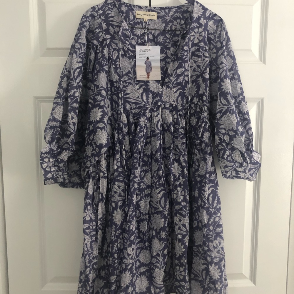 Daughters of India Kyra Mini Dress in Blue Iris